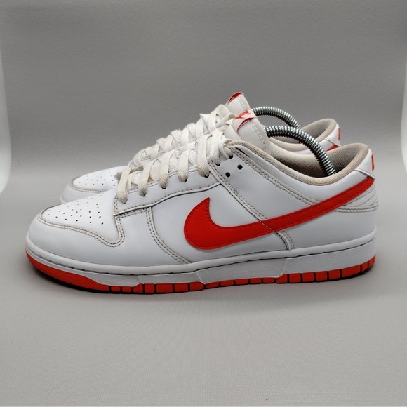 Nike Dunk Low Retro White Picante Red Sneakers Mens Size 9.5 Casual Skater Shoes
